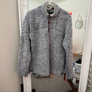 True Grit Frosty Tipped Pile 1/2 Zip Pullover in Denim